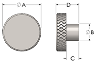 Metal Knurled Knob Line Drawing